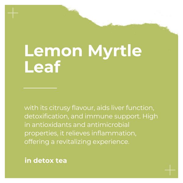 Ingredients of Detox Tea by Dee's Teas - Lemon Myrtle Leaf